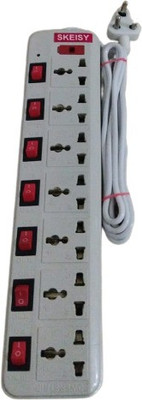 Skeisy 7+7- Extension Board Universal Surge Protector(White)Brass Light Socket 7 Socket 7  Socket Extension Boards(White, 3 m)