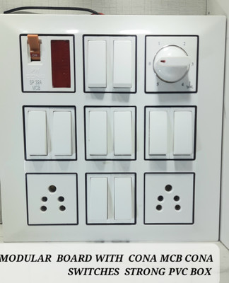BAHUL Modular wall surface electric board with CONA MCB AND CONA SWITCHES 2  Socket Extension Boards(White, 0 m)
