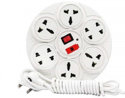 GLUCKLICH 3METER LONG WIRE EXTENSION BOARD WITH 8 SOCKET AND 1 SWITCH ONE LED INDICATOR 8  Socket Extension Boards(White, 3 m)