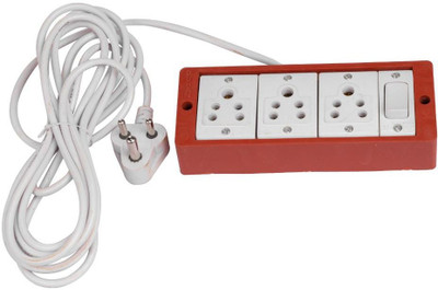 MFIO Duhan Portable Plastic Electric With LED Indicator 6 AMP 240 V 3  Socket Extension Boards(Brown, 3 m)
