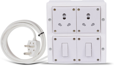 JELECTRICALS Classic Premium Heavy Duty Extension With 3 Core Wire & 16AMP Plug 2  Socket Extension Boards(White, 6 m)