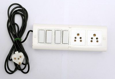 cromium 8 modular 2 shocket 4 switch 5mitr wire 2  Socket Extension Boards(White, 5 m)