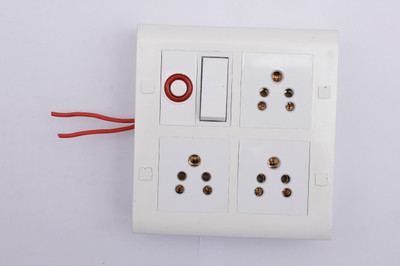 Smartelectric 8 Modular 4*4 without wire 3 socket 1 switch 1 indicator 3  Socket Extension Boards(White, 0 m)