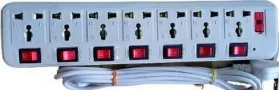 Awesome Zone 7-Socket Surge Protector Power with 3.2-meter heavy-duty cord 7  Socket Extension Boards(White, 3.2 m)
