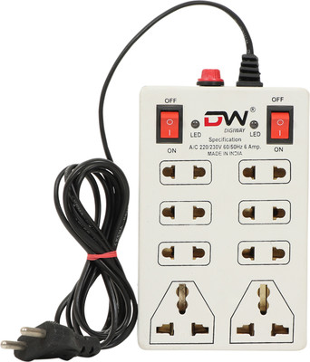 DIGWAY 8 SOCKET 2 SWITCHES EXTENSION CORD/ EXTENSION BOARD 8  Socket Extension Boards(Beige, 2 m)