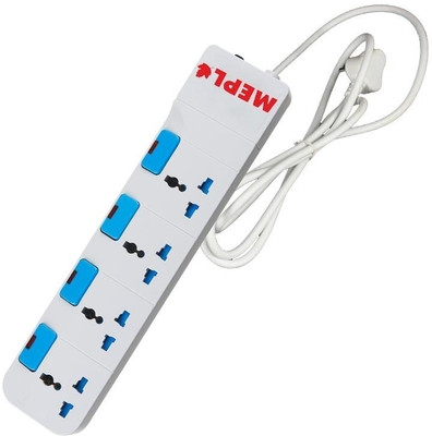 MEPL Spike Guard with 4 socket Grey COLOUR 4 Power Strip with 2 meter 4  Socket Extension Boards(White, 2 m)