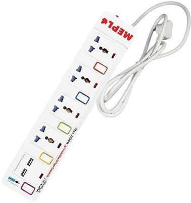 MEPL MEPL Extension Board with 2 USB Port And 4 Power Sockets with 2m cable suitable 4  Socket Extension Boards(White, 2 m, With USB Port)