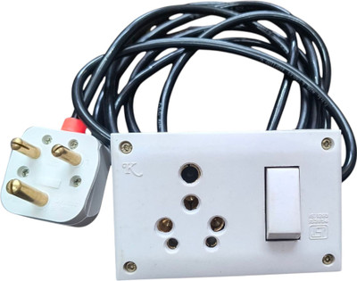 Diamond R Traders 16 Amp switch and socket with premium copper wire 1  Socket Extension Boards(White, 3 m)