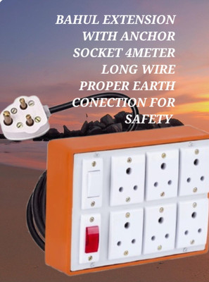 BAHUL 1+6ANCHOR SOCKETS WITH 4METER 6  Socket Extension Boards(White, 4 m)