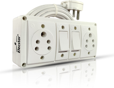 Elecstar 5 METER 2 SOCKET 2 SWITCH 6 amp Extention Box 2  Socket Extension Boards(White, 5 m)