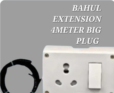 BAHUL BIG PLUG HEAY DUTY WIRE 1500WATT CAPACITY EXTENSION 1  Socket Extension Boards(White, 4 m)
