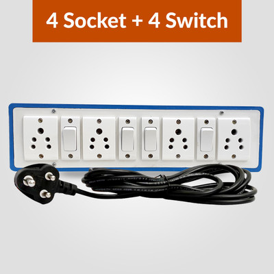 Heptix Extension Board 6 Socket & 2 Switch Board with 3 Yard wire 4  Socket Extension Boards(Multicolor, 2.7 m)