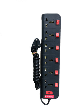 Skeisy A031 6socket plus 6 switch extension board 6  Socket Extension Boards(Black, 3 m)