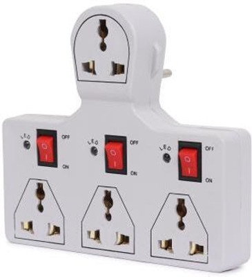 DRX MARKETING 4 UNIVERSAL SOCKET 3 SWITCH MULTI PLUG EXTENSION BOARD 4  Socket Extension Boards(Red, Silver, 0 m)