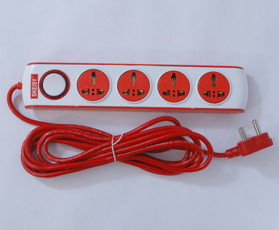Skeisy NEW EXTENSION BOARD 4 SOCKET PLUS 1 SWITCH INDICATOR UP 10AMP AND 2.5 MTR WIRE 4  Socket Extension Boards(White, Red, 2.5 m)