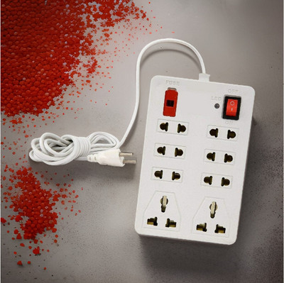 GLUCKLICH 3 Meter Long Cord, 1500 Watts, 6 Amp Multi Plug for Office & Home AppliancesBS 8  Socket Extension Boards(White, 2.5 m)