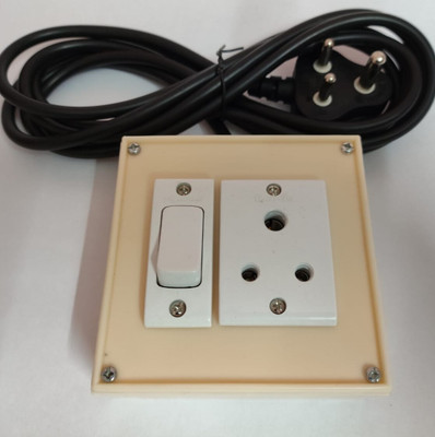 AshGlobe Premium 3 Meter Switch Socket Board | 1  Socket Extension Boards(Beige, Black, 3 m)