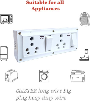 BAHUL BIG PLUG HEAY DUTY WIRE 1500WATT CAPACITY EXTENSION 2  Socket Extension Boards(White, 4 m)