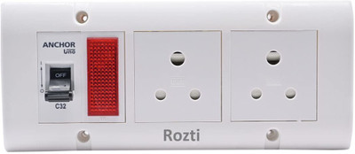 Zraxx 6 Modular Box, 3 Pin Modular Socket 6A-2 1Indicator,1.5m 3 Core White Wire 2  Socket Extension Boards(White, 1.5 m)