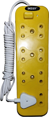 Skeisy yellowpauesh button 8 socket and 1 switch power up 6 amp and 240v 3.5 long wire 8  Socket Extension Boards(Yellow, 3.5 m)
