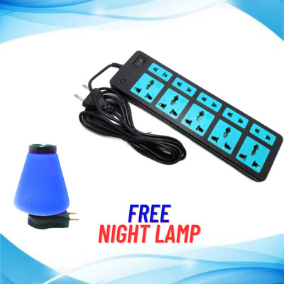 Sanhan ELECTRIC BOARD MULTI PLUG 10 socket 3m with 2 pin night lamp 10  Socket Extension Boards(Blue, 3 m)