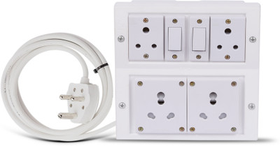 JELECTRICALS Classic Premium Heavy Duty Extension With 3 Core Wire & 16AMP Plug 4  Socket Extension Boards(White, 6 m)