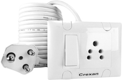 crexan Extention Board 240V/1500W,3Pin+6A+6A Socket+6/20A Small Plug,1.5 Sq.mm Wire 1  Socket Extension Boards(White, 15 m)