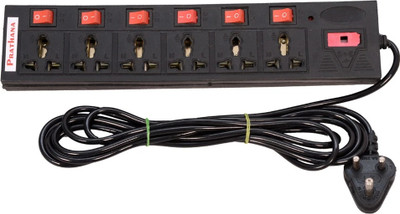 GLUCKLICH 6+6 SOCKET PROTECTOR 6  Socket Extension Boards(Black, 3.5 m)