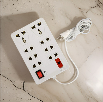 TOOLART Power Plate 8 Multi Plug 1500W 8 Socket Extension Boards ZS 8  Socket Extension Boards(White, 2.5 m)