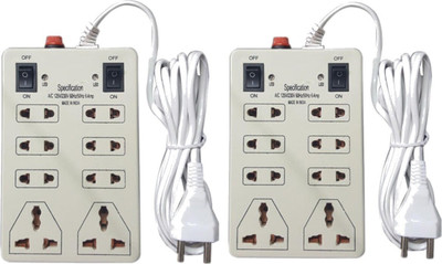 Saubhagye Combo Power Strip Extension Board Cord 2 Meter Long Wire 8  Socket Extension Boards(White, 2 m)
