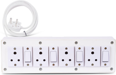 JELECTRICALS Classic Premium Heavy Duty Extension With 3 Core Wire & 6AMP Plug 4  Socket Extension Boards(White, 8 m)