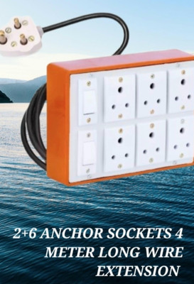 BAHUL 2+6ANCHOR SOCKETS EXTENSION SMALL PLUG 6  Socket Extension Boards(White, 4 m)