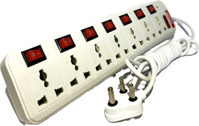 MSNL Ms New Ext-7+7, Extension Board power up 6amp, 3mtr long wire and, 7 switch 7 Socket Extension Boards(White, Red, 3 m) MSNL Ms New Ext-7+7, Extension Board power up 6amp, 3mtr long wire and, 7 switch 7 Socket Extension Boards(White, Red, 3 m)