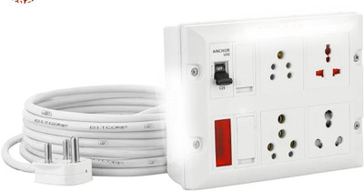 BAHUL BigPLUG PVC SHOCKPROOF EXTENSION WITH CONA/ ANCHOR MCB 4  Socket Extension Boards(White, 4 m)