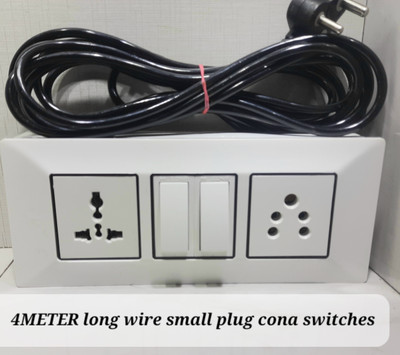BAHUL SHOCKPROOF PVC EXTENSION WITH CONA SWITCHES 2  Socket Extension Boards(White, 4 m)