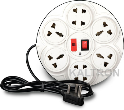 Kaltron 8 in 1 Round Universal Extension with Surges & Spikes Protection (Pack of I) 8  Socket Extension Boards(White, 2 m)