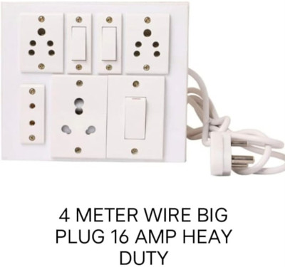 BAHUL Power socket +2 light socket with switches ISI PARTS 3  Socket Extension Boards(White, 4 m)