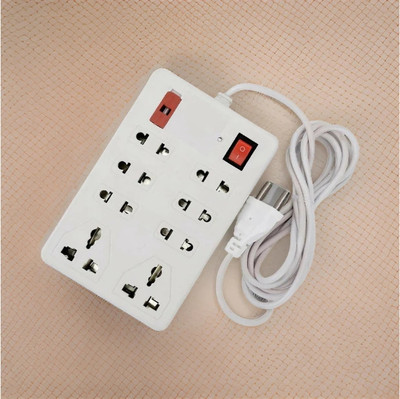 GLUCKLICH 3 Meter Long Cord, 1500 Watts, 6 Amp Multi Plug for Office & Home AppliancesZA 8  Socket Extension Boards(White, 2.5 m)