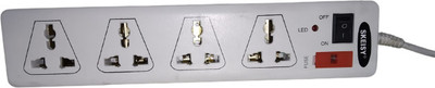 Skeisy NEW WHITE CORD 4 SOCKET 1 ON OFF/BUTTON POWER UP 6AMP.240V 4  Socket Extension Boards(White, 3 m)