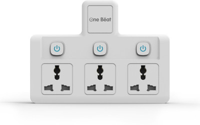 One Beat OB-203 Wall Individual Switches each outlet with LED indicator 3  Socket Extension Boards(White, Grey, 0 M)