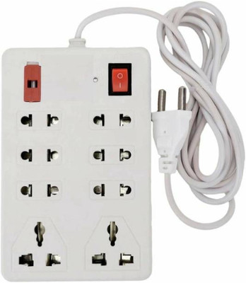 TOOLART One Plush Eight Extension Board 8  Socket Extension Boards(White, 2 m)