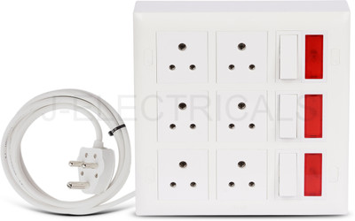 JELECTRICALS Premium Modular Extension Board With 3 Core Wire 6  Socket Extension Boards(White, 15 m)