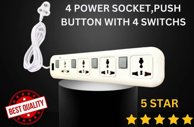 Garvit 1500watt 4+4 Power Strip with Master Switch, Indicator & International Sockets 4  Socket Extension Boards(White, 2 m)