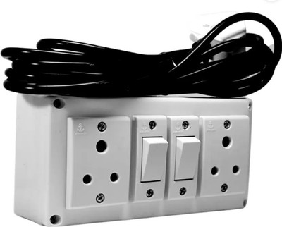 Cordnet White Heavy Duty Extension Board With Copper Wire | 6AMP 3 PIN & Anchor Switch 2  Socket Extension Boards(White, 15 m)