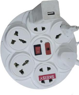 Skeisy 8 Socket plus 1 switch inox-011 extension board with 3 mtr long wire 8 Socket 8  Socket Extension Boards(White, 3 m)