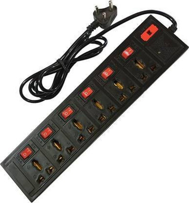 GLUCKLICH SOCKET PROTECTOR 6 Socket 6  Socket Extension Boards(Black, 3.5 m)