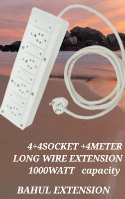 BAHUL 4+4 socket+4METER 4  Socket Extension Boards(White, 4 m)