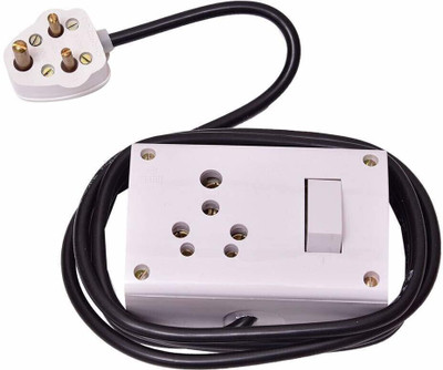 cromium Heavy Duty PVC Extension Board 3 m Wire 2 in 1 15A and Switch (3 m Wire) PACK-1 1  Socket Extension Boards(White, 3 m)