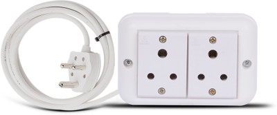Cordnet Classic Premium Heavy Duty Extension With 3 Core Wire & 6AMP Plug 2  Socket Extension Boards(White, 3 m)