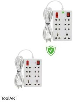 TOOLART hd45_8+1 Extension Board with 2m Long Wire & Universal Fit 8 Socket (white,2m) 8  Socket Extension Boards(Beige, 2.5 m)